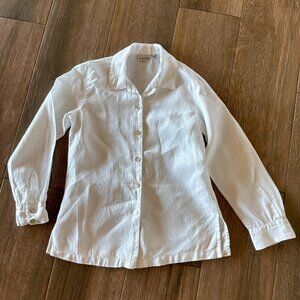 Chico's 100% linen whit button front cottage, coastal, beach, vacation size 0